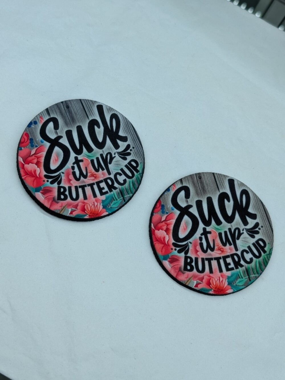 Suck It Up Buttercup Car Coaster -  2 Piece Set